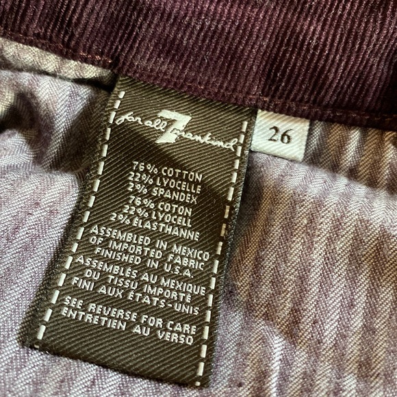 7 for all Mankind ladies corduroy pants in deep burgundy. Size 26. - Picture 3 of 8